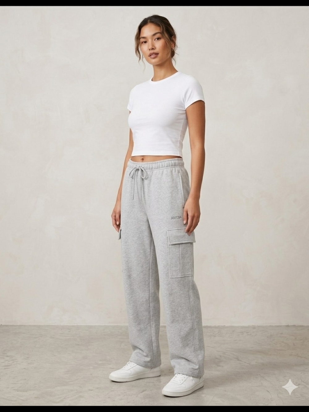 Aritzia Gray Cargo Joggers with Drawstring Waist